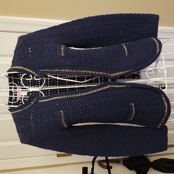 Lilly Pulitzer Sweaters - Lilly Pulitzer blue sweater accented with golden chain Details. Size Small